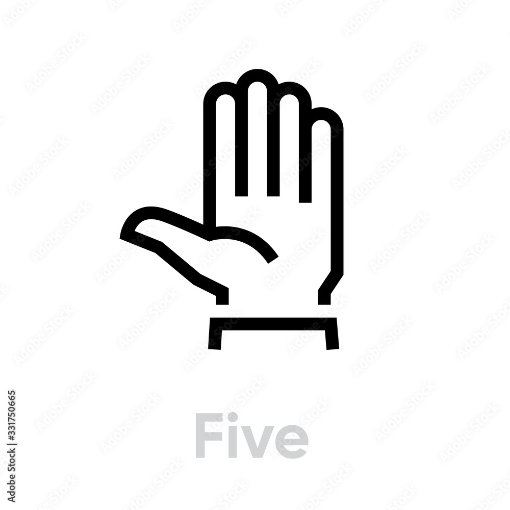 Five hand gesture icon. Editable line vector. Five hand gesture icon. Editable line vector.
