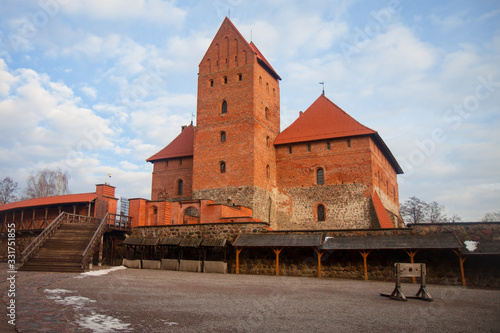 Trakai in the winter. Castle of the Lithuanian kings. Courtyard.