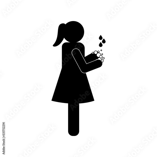 female avatar with soap dispenser silhouette style icon vector design