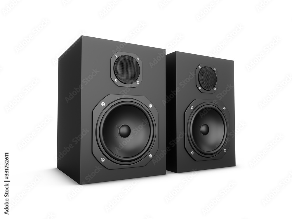 3D rendering speakers isolated on white background 3D rendering speakers isolated on white background