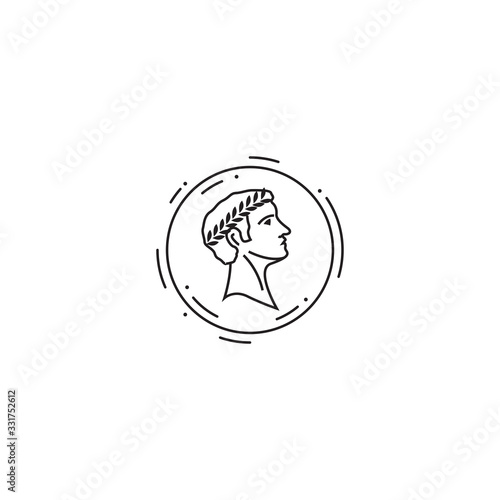 Roman Emperor Julius Caesar head, vector icon