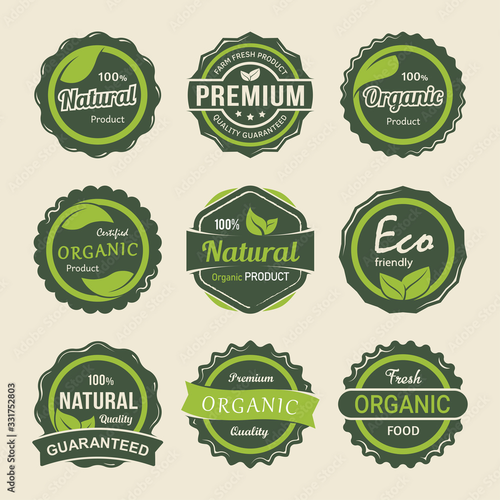 organic product labels vector set organic product labels vector set