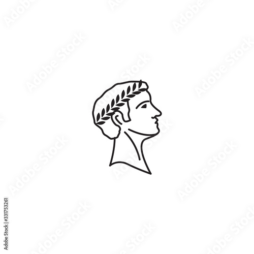 Roman Emperor Julius Caesar head drawing, vector