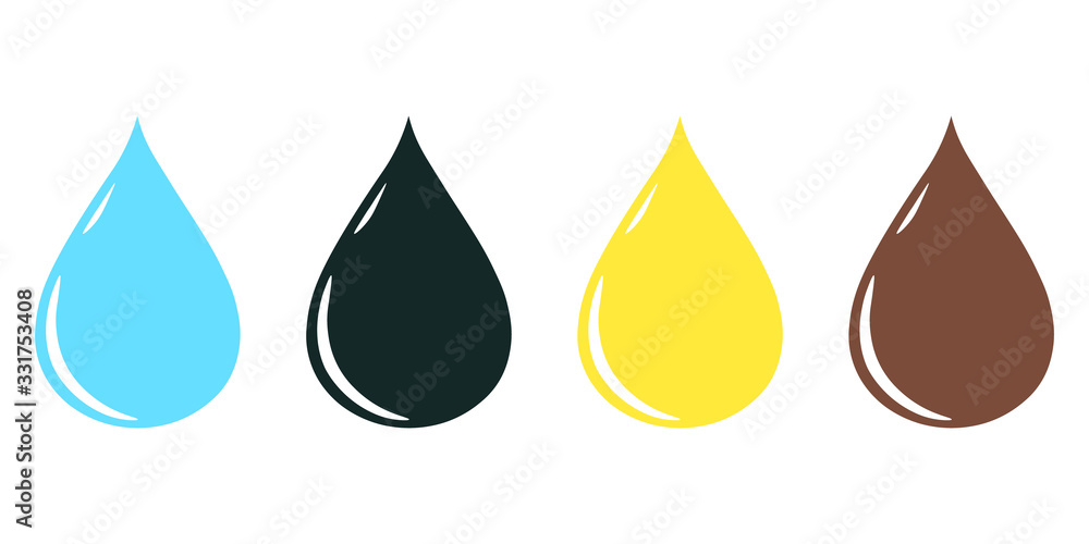 Set of water, petroleum, oil, chocolate drop in flat style vector illustration Set of water, petroleum, oil, chocolate drop in flat style vector illustration