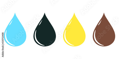 Set of water  petroleum  oil  chocolate drop in flat style vector illustration