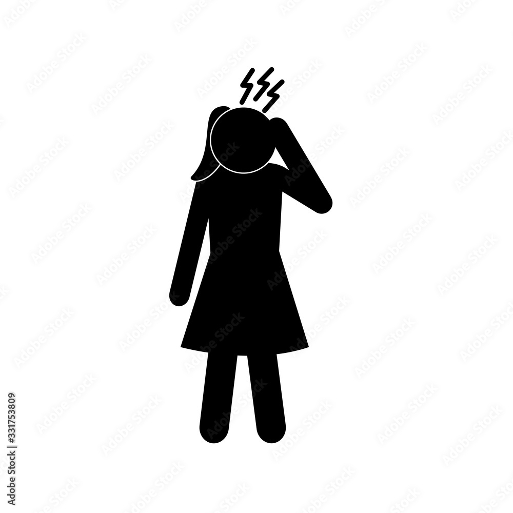 female avatar with headache silhouette style icon vector design