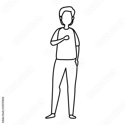 young man line style icon vector illustration design