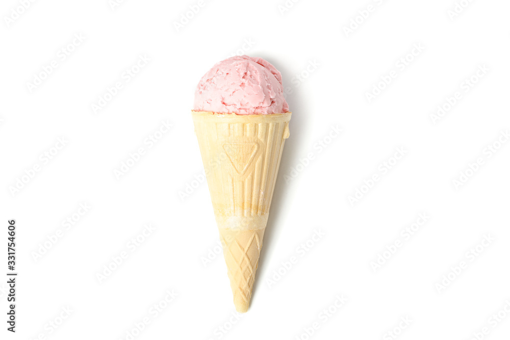 Ice cream in wafer cone isolated on white background Ice cream in wafer cone isolated on white background