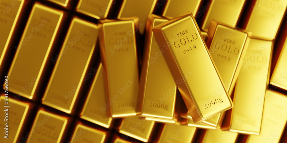 Stack of gold bars. Financial concepts. Stack of gold bars. Financial concepts.