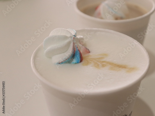 dessert with whipped cream coffee