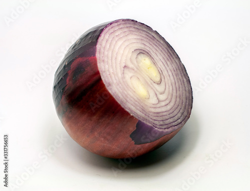 Red onion on white background photo