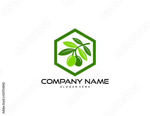 olive with hexagon logo design vector