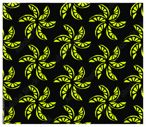 Pattern of orange slices. Spring mood.