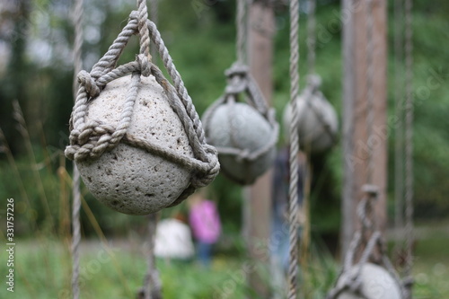 Fototapeta Naklejka Na Ścianę i Meble -  stone installation on the ropes in nature