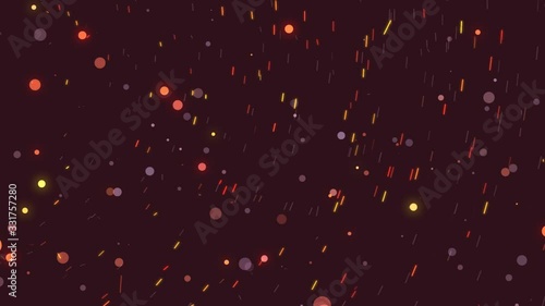 Glowing and twinkling round particles floating in space. Star field fast spinning around center. Light streaks. Star trails.  Creative abstract background. Dynamic VJ loop.