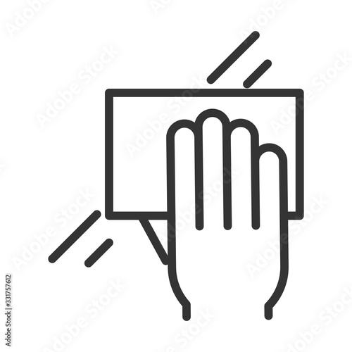 virus covid 19 pandemic hand with cloth disinfecting line style icon
