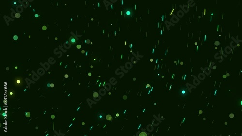 Glowing and twinkling round particles floating in space. Star field fast spinning around center. Light streaks. Star trails.  Creative abstract background. Dynamic VJ loop.