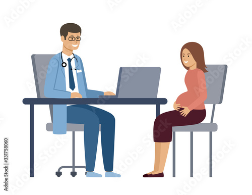 Pregnant woman at the consultation with a doctor