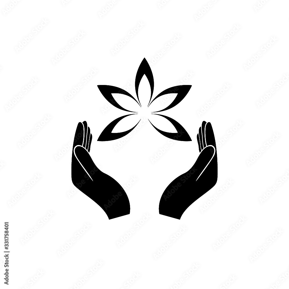 Obraz premium Lotus in hand icon isolated on white background