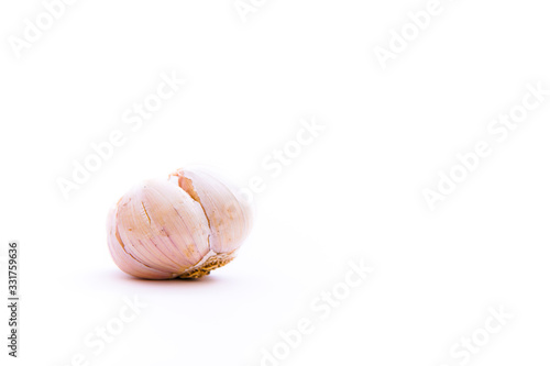 garlic is isolated white background and copy space
