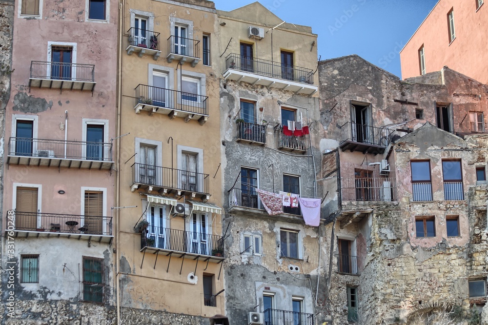 Old houses in the Castello district of Cagliari. Sardinia, Italy