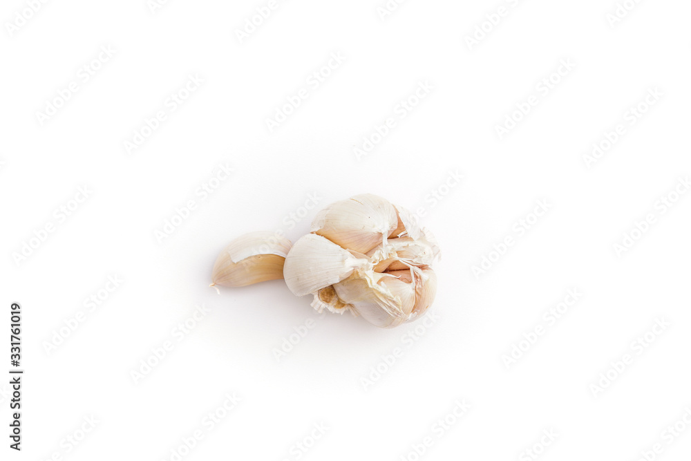 garlic is isolated white background and copy space garlic is isolated white background and copy space