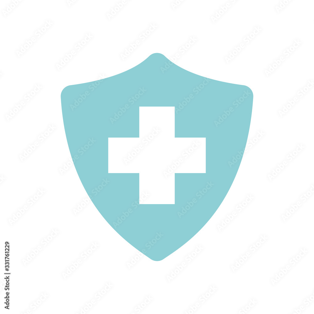Fototapeta premium Isolated cross inside shield flat style icon vector design
