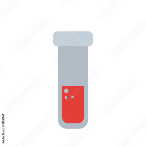 test tube with blood icon, flat style