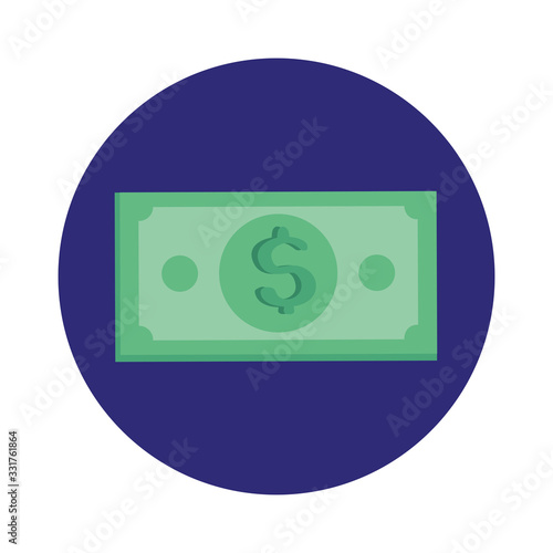 bill money in frame circular isolated icon vector illustration design