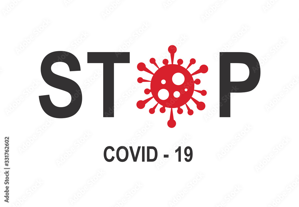 Fototapeta premium stop covid - 19 logo with virus icon vector