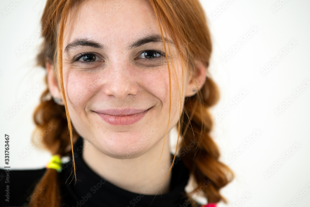 Close up portrait of redhead pretty teenage girl. Close up portrait of redhead pretty teenage girl.