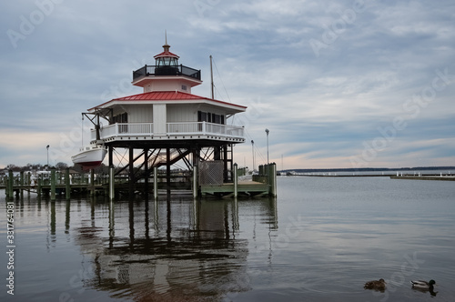 The Choptank River Lighthouse is a "screwpile" style lighthouse typically found on the Chesapeake Bay.