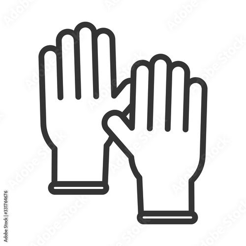 virus covid 19 pandemic protective medical gloves line style icon