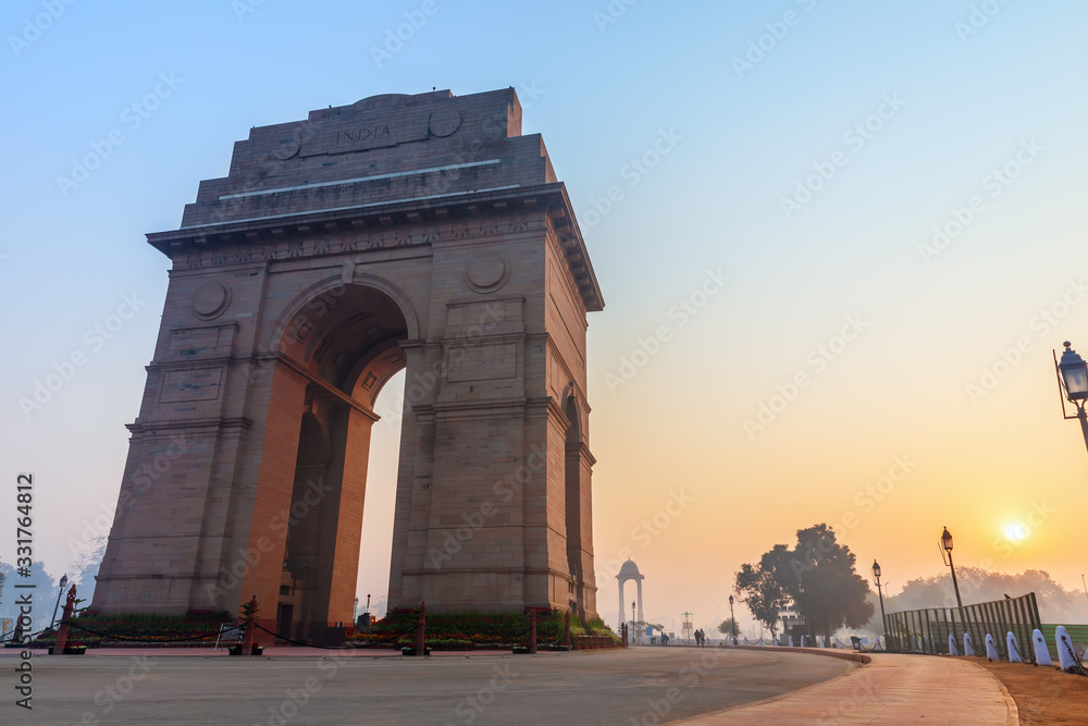 India Gate Monument in New Delhi at sunrise