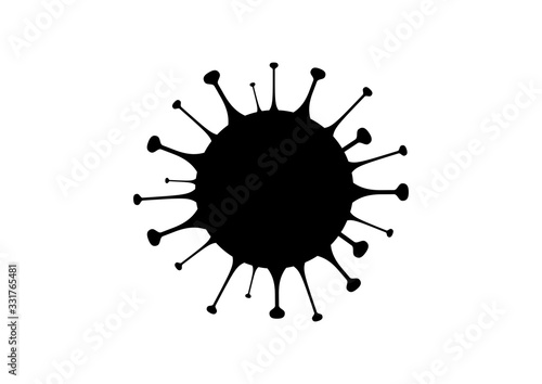 Coronavirus disease COVID-19 black silhouette vector. COVID-2019 silhouette icon isolated on a white background. Virus infection clip art