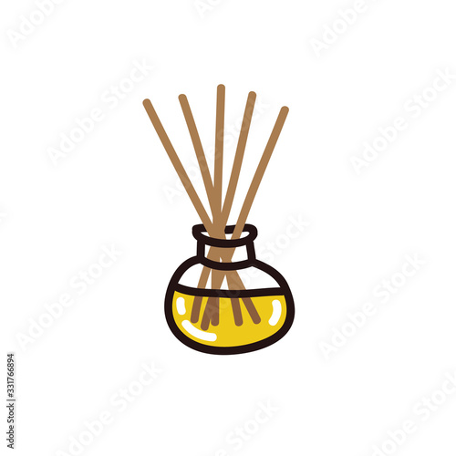 reed diffuser with essential oils doodle icon, vector illustration