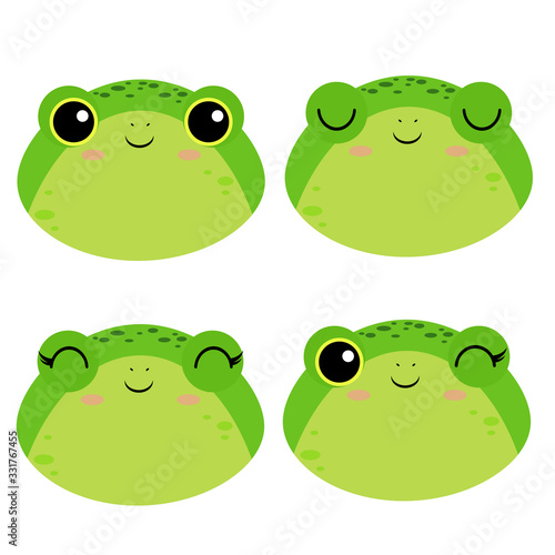 Set of cute vector illustrations with wild animals. Emotional frog  toad Isolated on a white background. Water resident. Design for children  poster  print on fabric  greeting card.