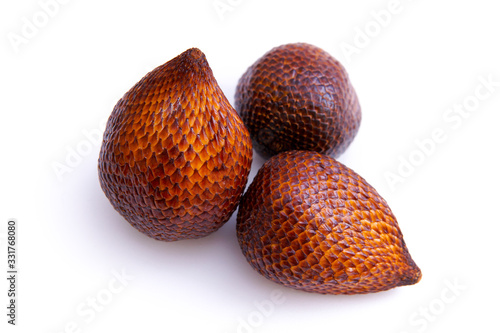 salak or thorny palm isolated from a white background and copy space, scientific name: Salacca zalacca