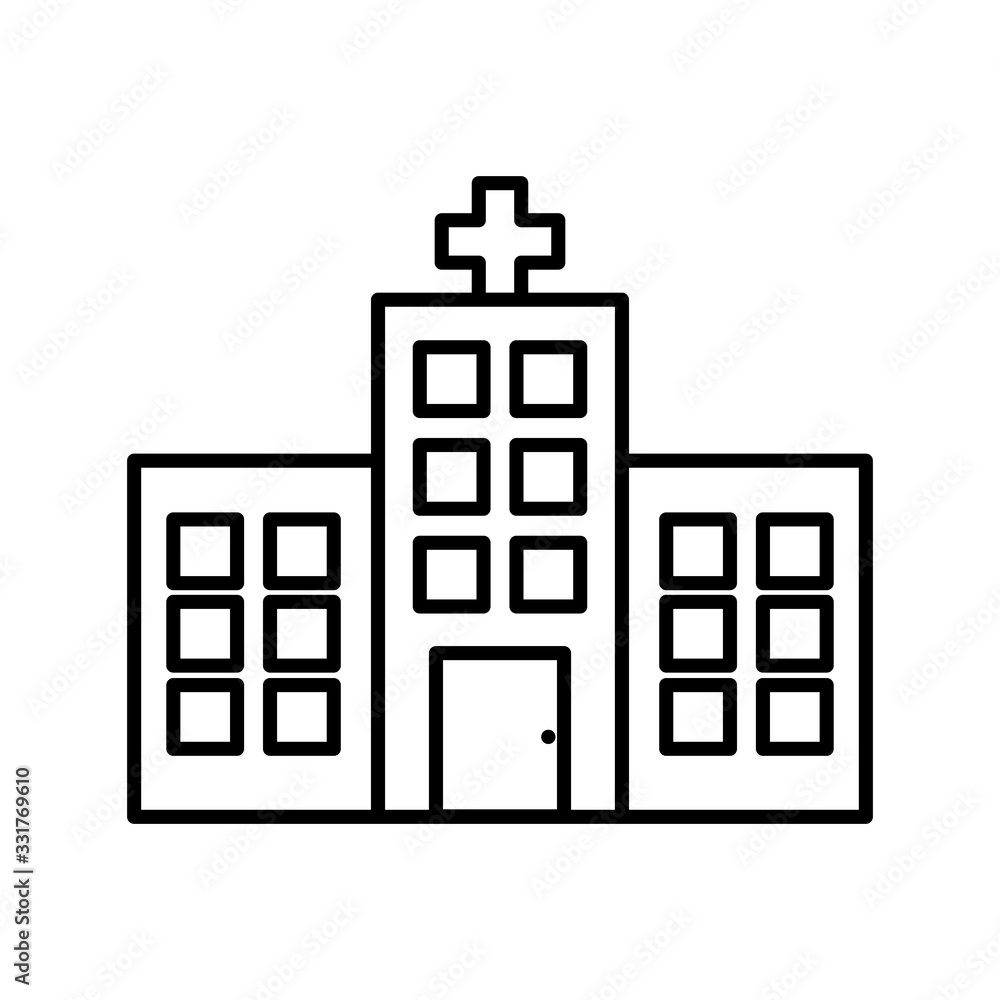 hospital building line style icon vector design hospital building line style icon vector design