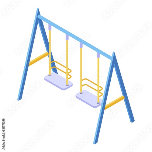Double kid swing icon. Isometric of double kid swing vector icon for web design isolated on white background