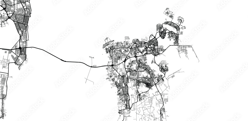 Obraz premium Urban vector map of Bahrain, middle east
