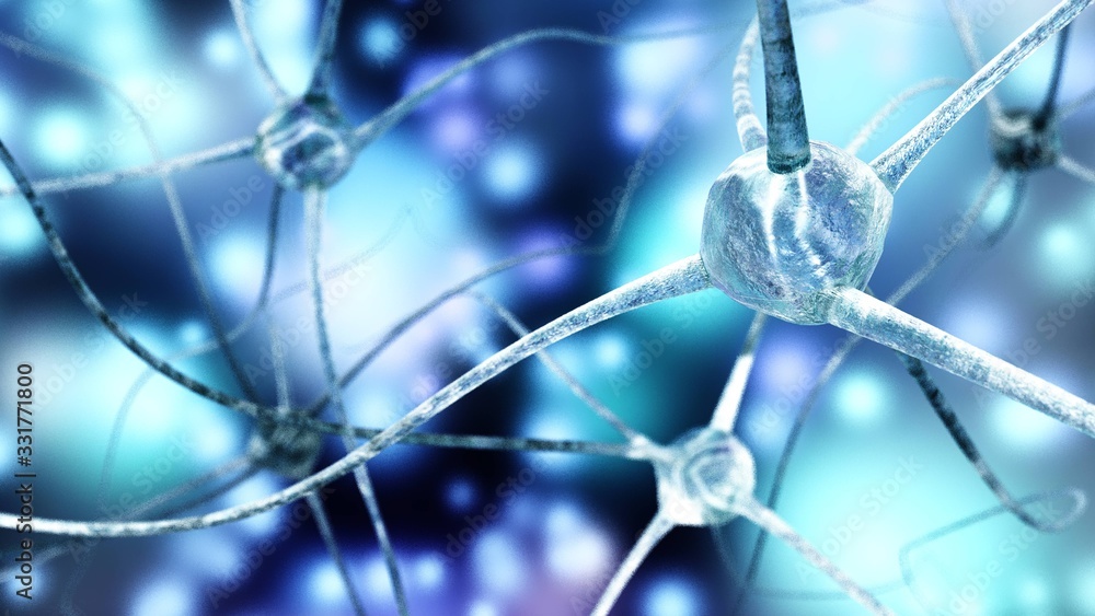Neuron, neural network, ganglion, brain activity, 3d rendering Neuron, neural network, ganglion, brain activity, 3d rendering