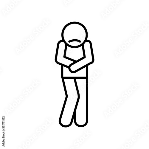 male avatar with stomachache line style icon vector design