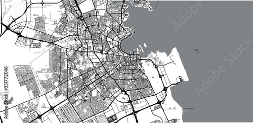 Urban vector city map of Doha, Qatar