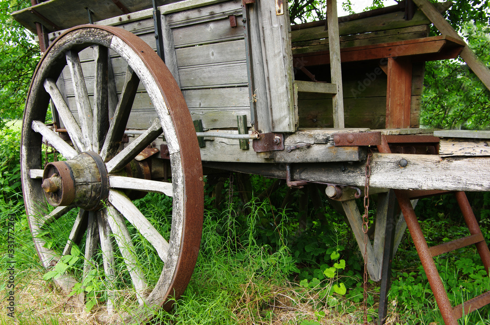 Holzrad, Holzwagen, antik, Rost