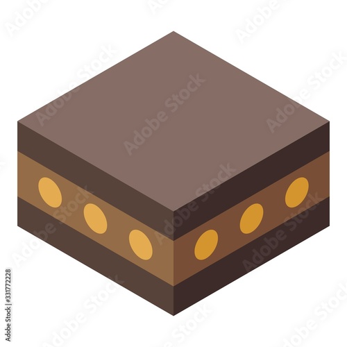 Halva nuts cake icon. Isometric of halva nuts cake vector icon for web design isolated on white background