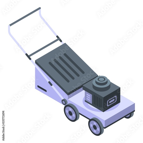 Lawn mower icon. Isometric of lawn mower vector icon for web design isolated on white background