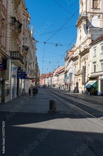 Menschenleere Stadt Graz während der Corona-Virus Krise