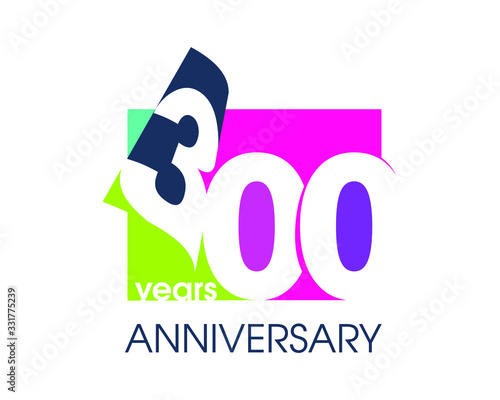 300 years anniversary colored logo isolated on a white background for the celebration of the company. Vector Illustration Design Template photo