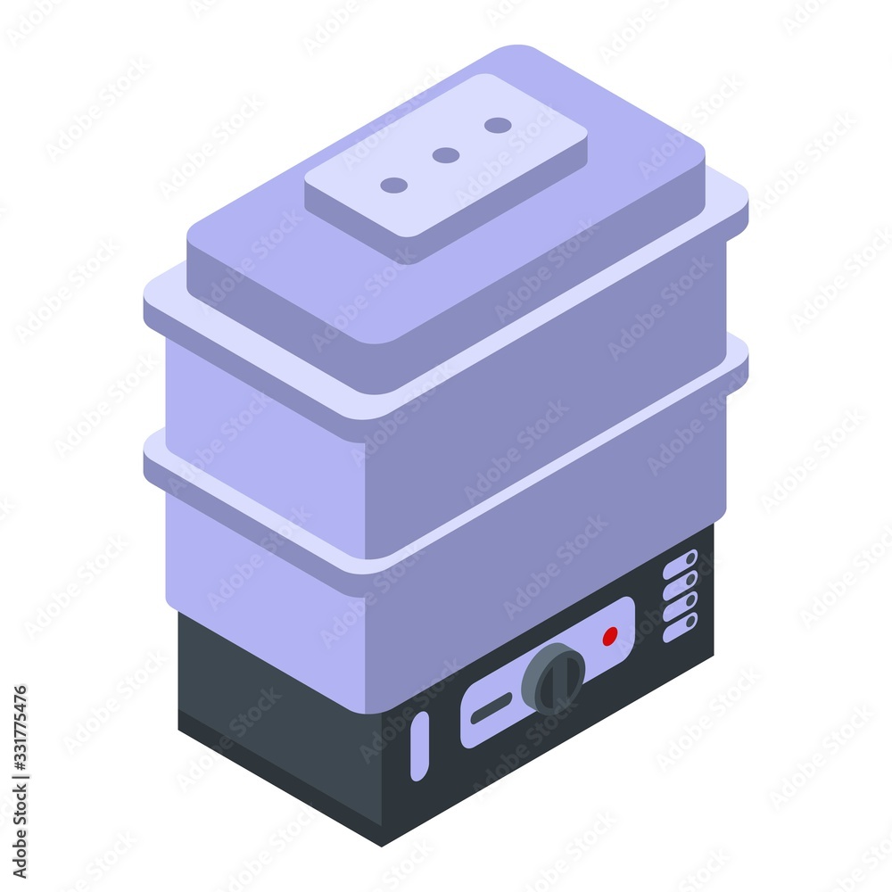 Steamer icon. Isometric of steamer vector icon for web design isolated on white background Steamer icon. Isometric of steamer vector icon for web design isolated on white background